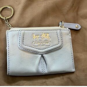 Coach Light Blue Leather Zip Coin Pouch
w/Keyring